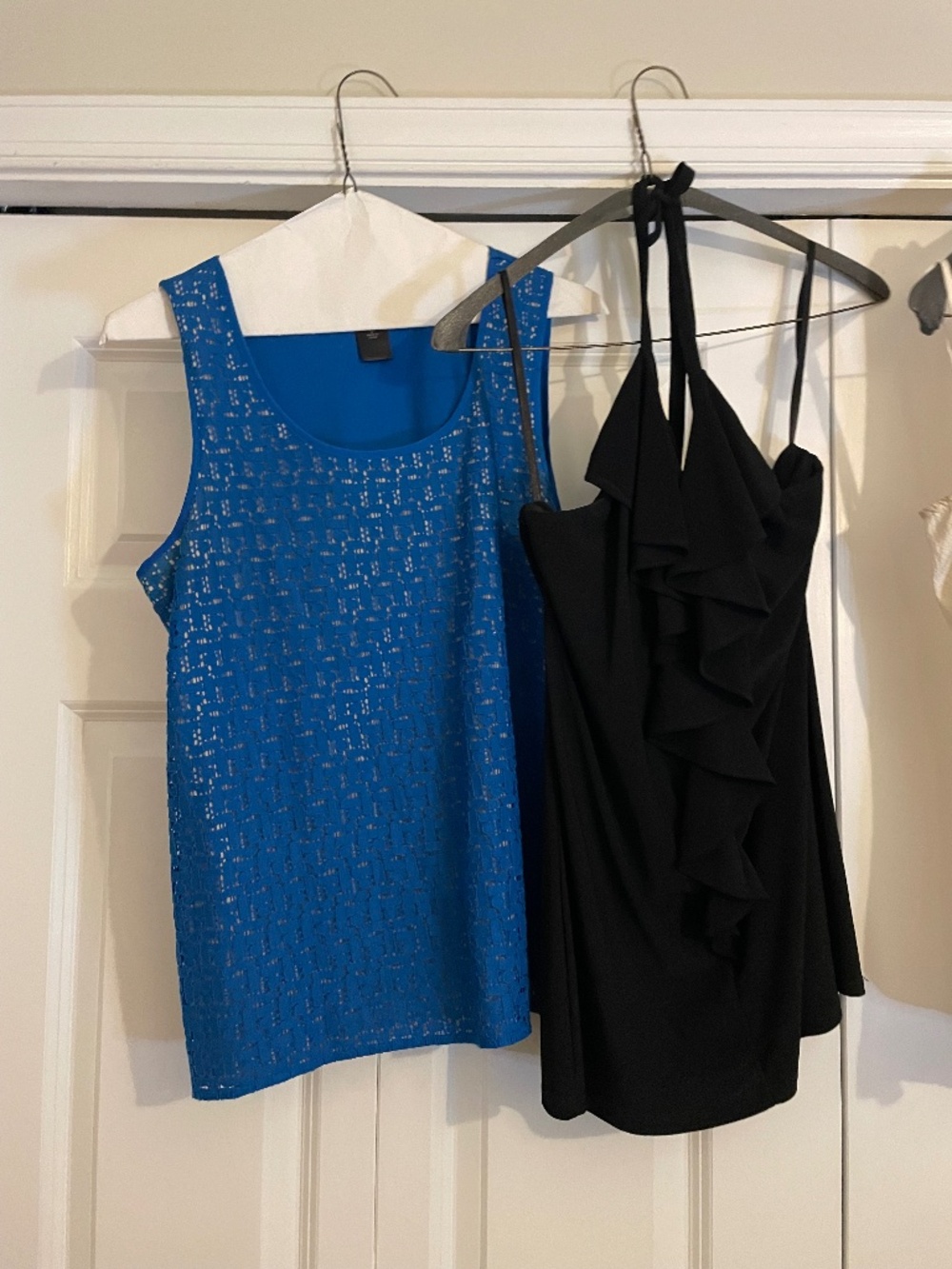 4 size small tank blouses and 1 small mini black dress